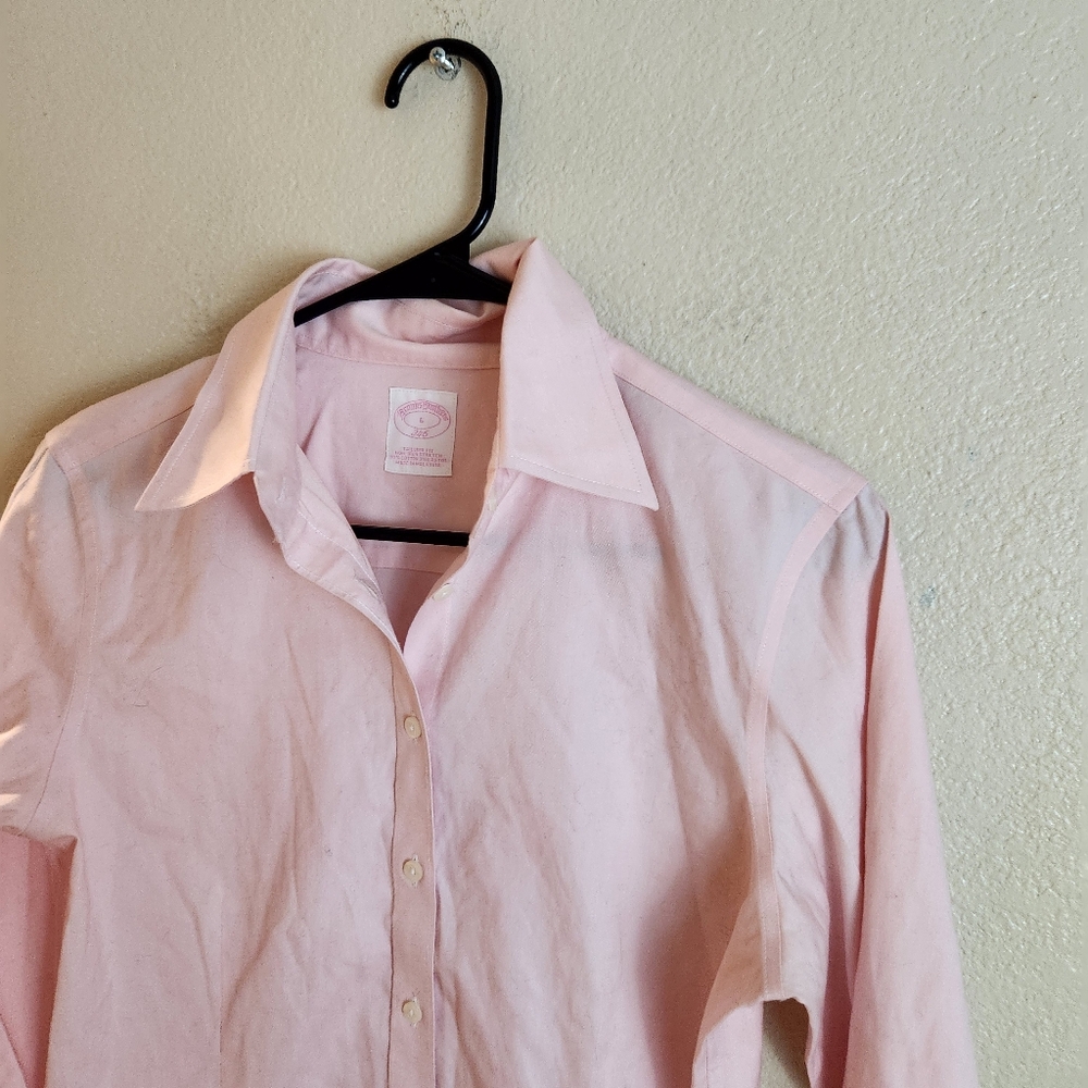 Brooks Brothers 346 Pink Fitted No Iron Button Down Long Sleeve Shirt Top Size 6 - Picture 4 of 7